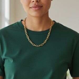 Gold tone chain necklace big link 80s estate sale